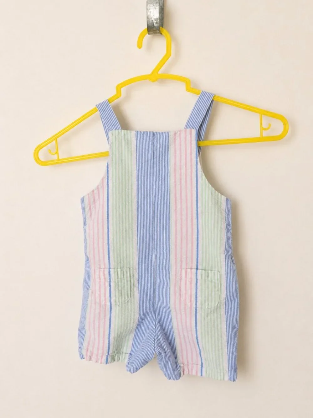 Janie and Jack Seersucker Stripe Shortall Romper 6–12 Months Pastel